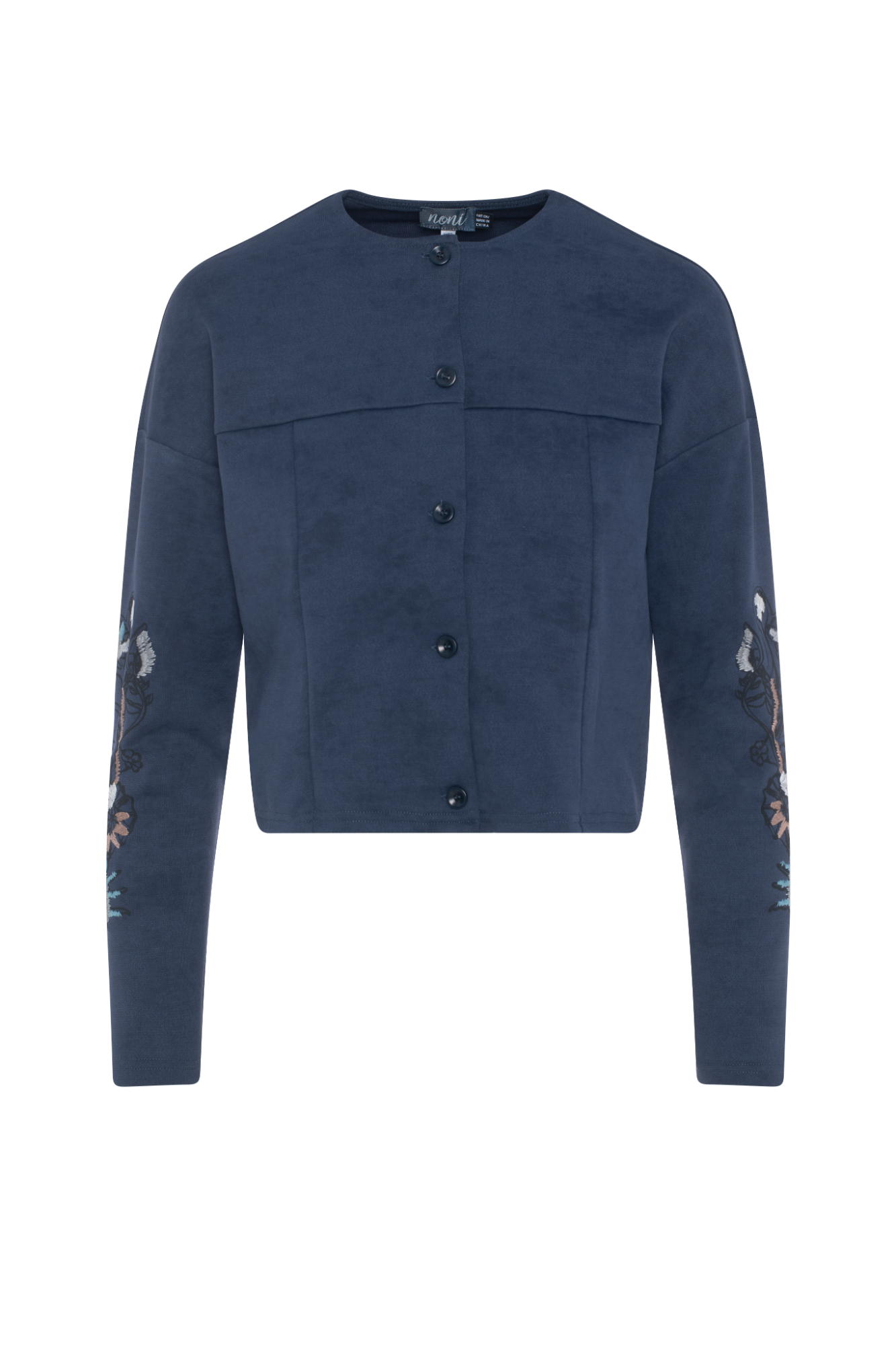 Cropped Embroidered Jacket Navy