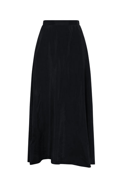 A-Line Cupro Midi Skirt Black