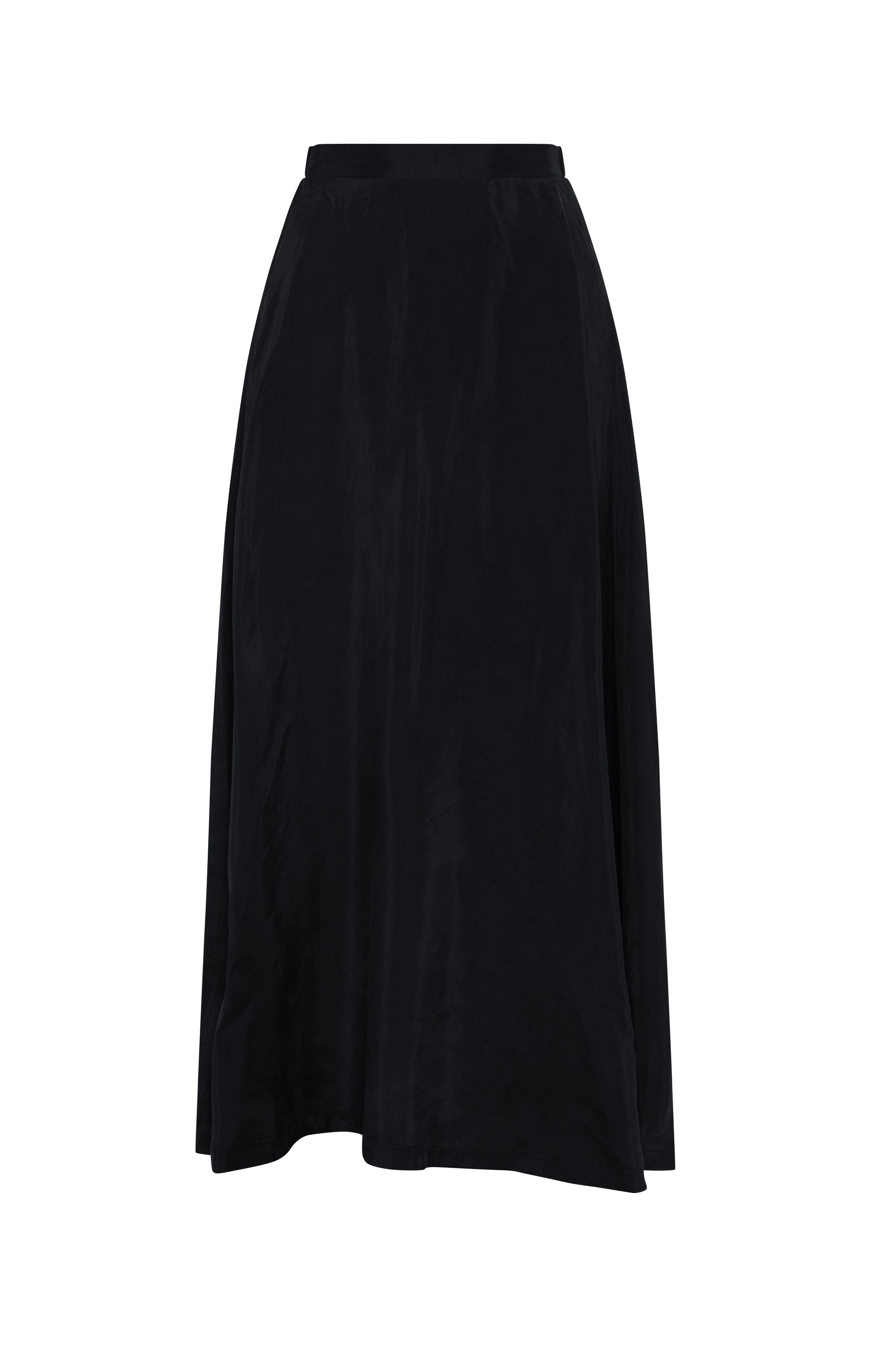 A-Line Cupro Midi Skirt Black