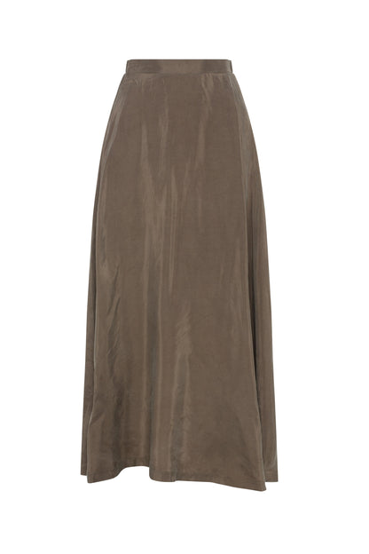 A-Line Cupro Midi Skirt Taupe