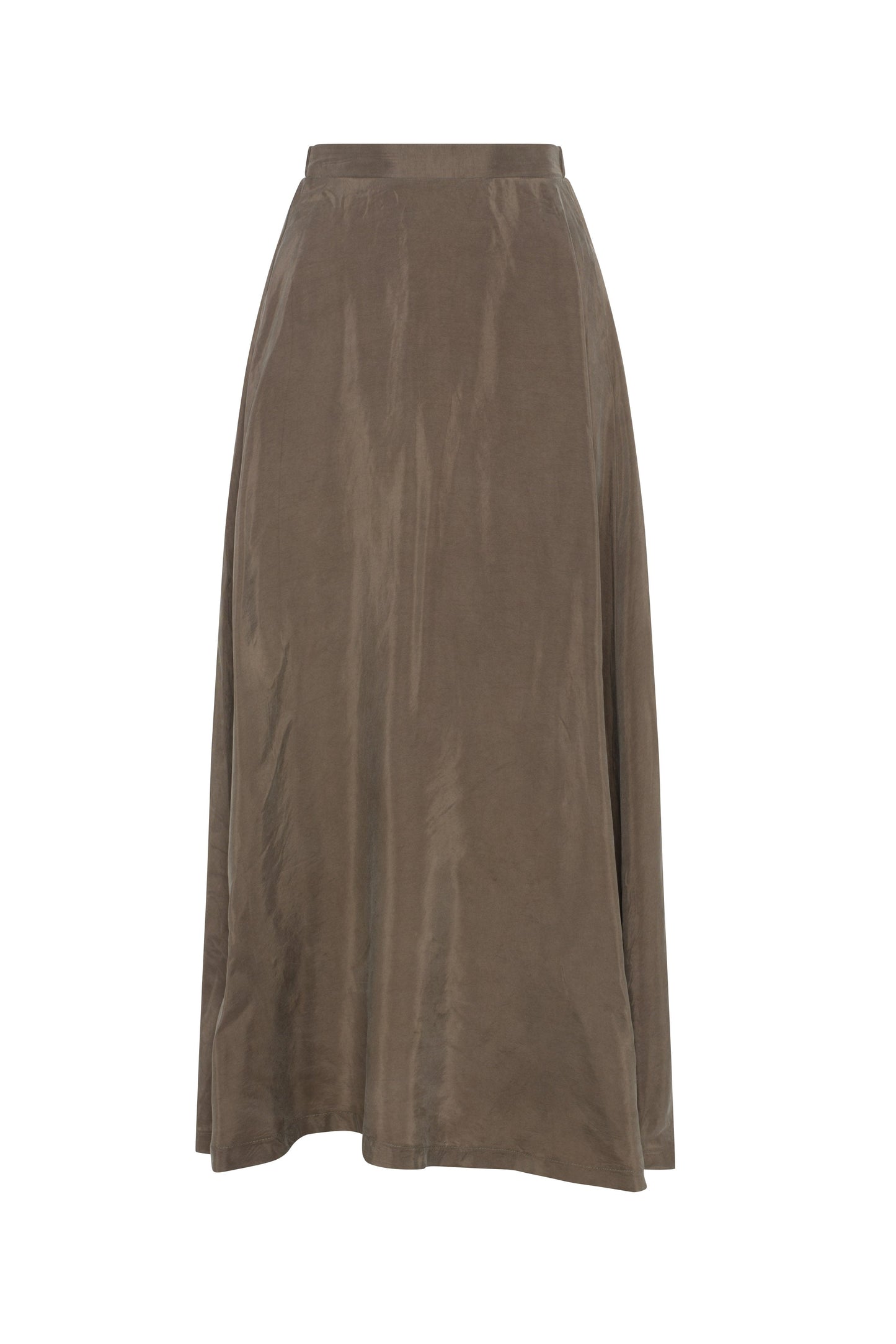 A-Line Cupro Midi Skirt Taupe