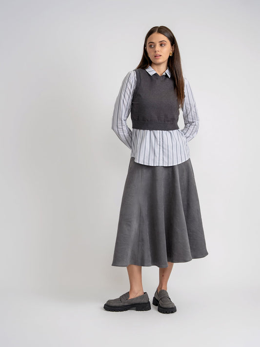 Knit Vest with Stripped Shirt