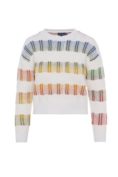 Multicolor Knit Sweater Cream