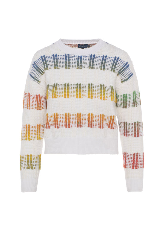 Multicolor Knit Sweater Cream