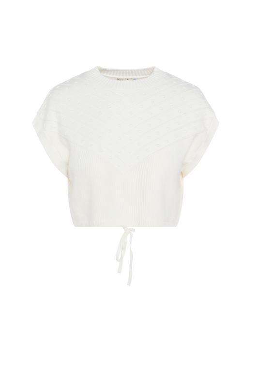 Crop Knit Vest Cream