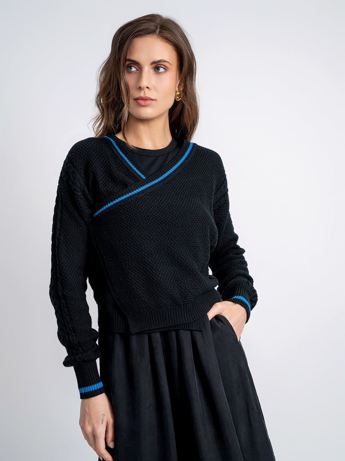 Contrast Wrap Knit Cardigan