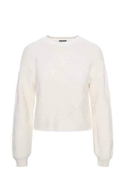 Heart Knitted Sweater Cream