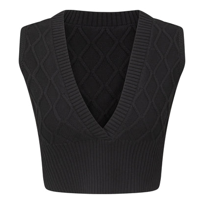 Textured Knit Vest Black