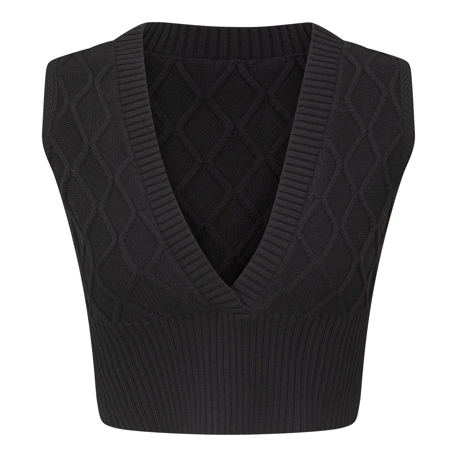Textured Knit Vest Black