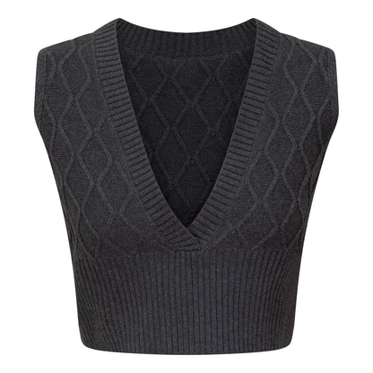 Textured Knit Vest Charcoal Mix