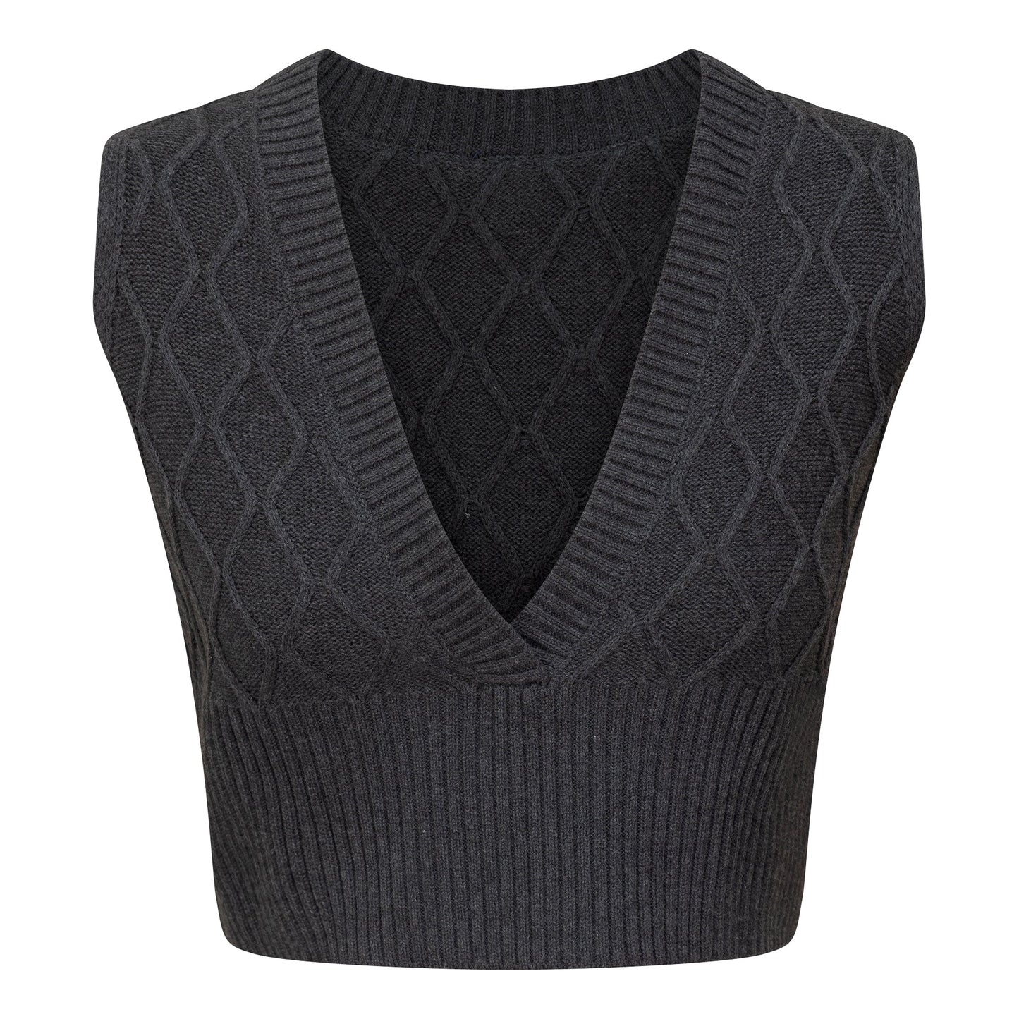 Textured Knit Vest Charcoal Mix