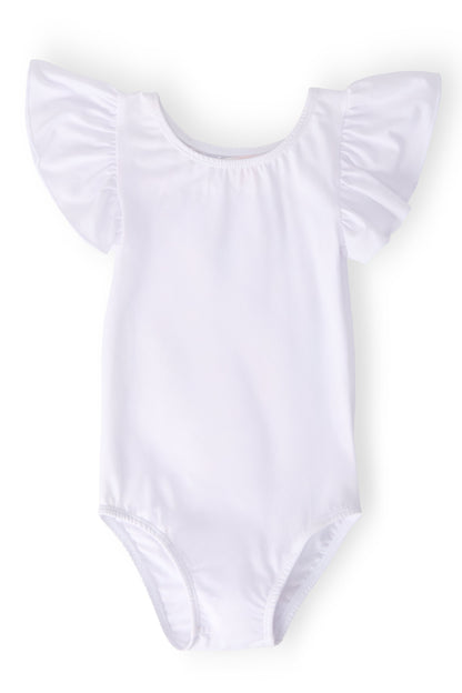 White S/S Flutter Sleeve Leotard
