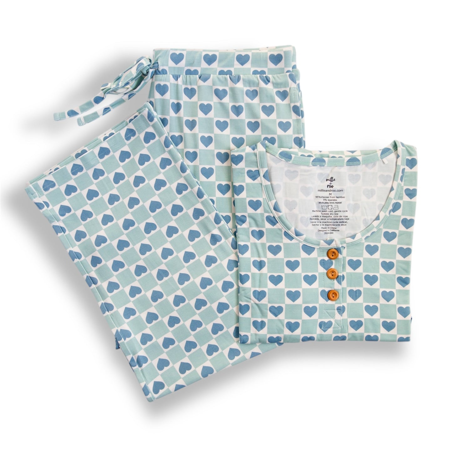 WOMEN'S PAJAMA SET- Blue Hearts