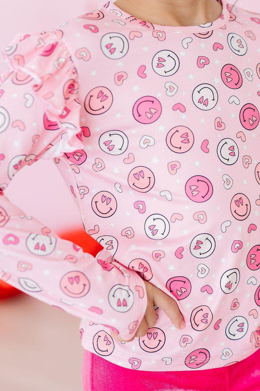 SALE You Make Me Happy L/S Ruffle Tee