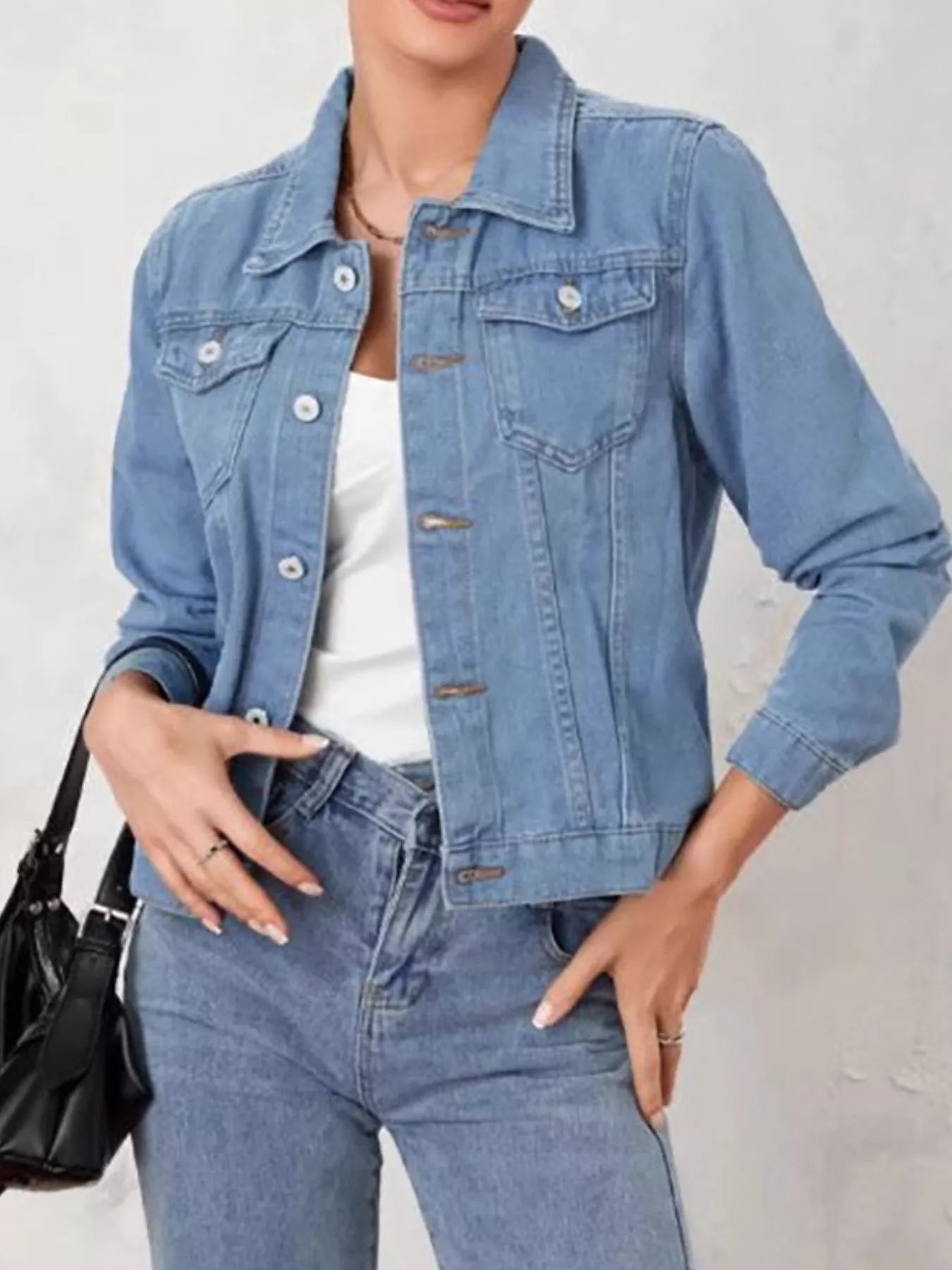 Button Up Long Sleeve Denim Jacket