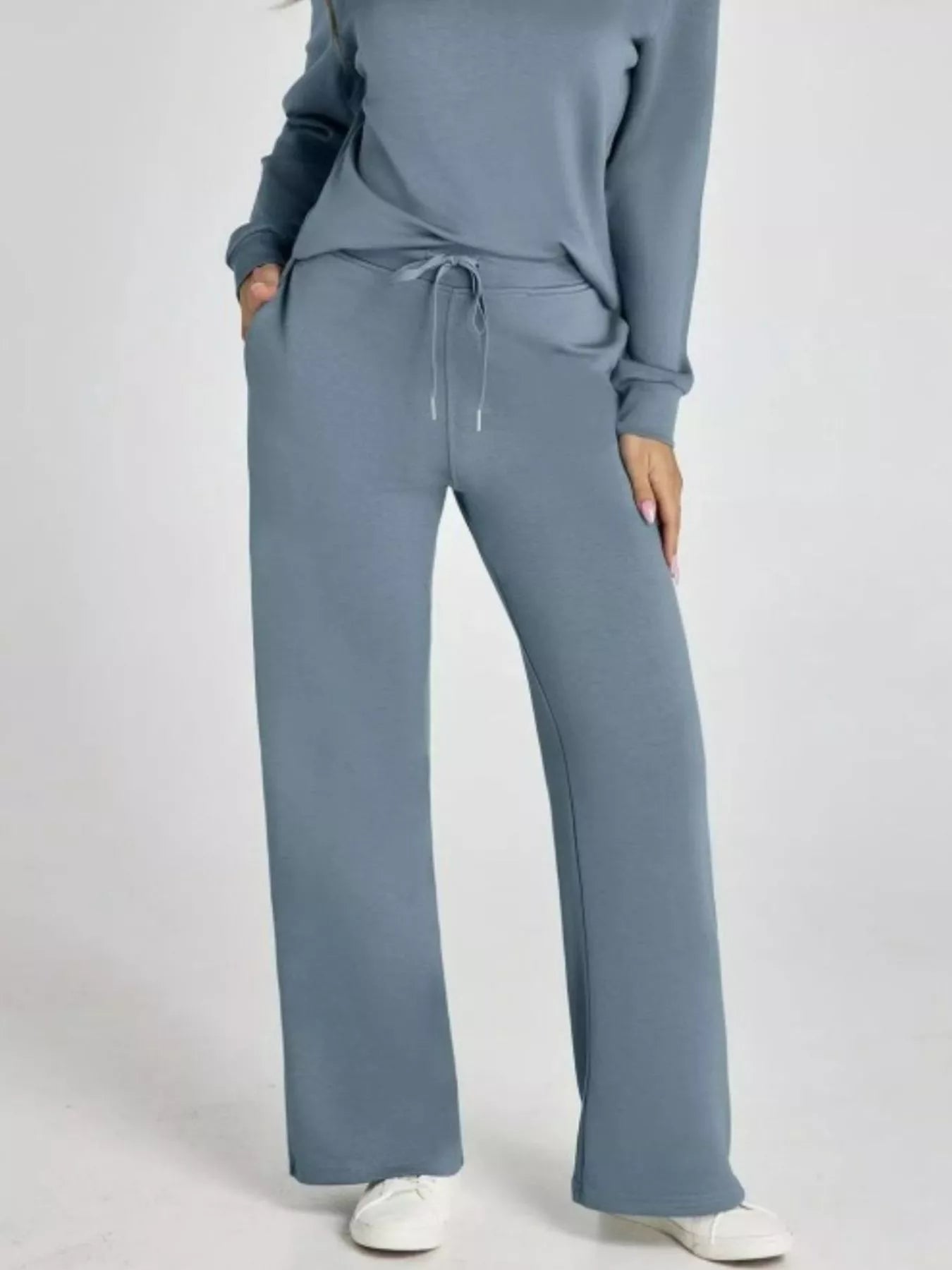 Full Size Johnny Collar Long Sleeve Top and Pants Plus Size