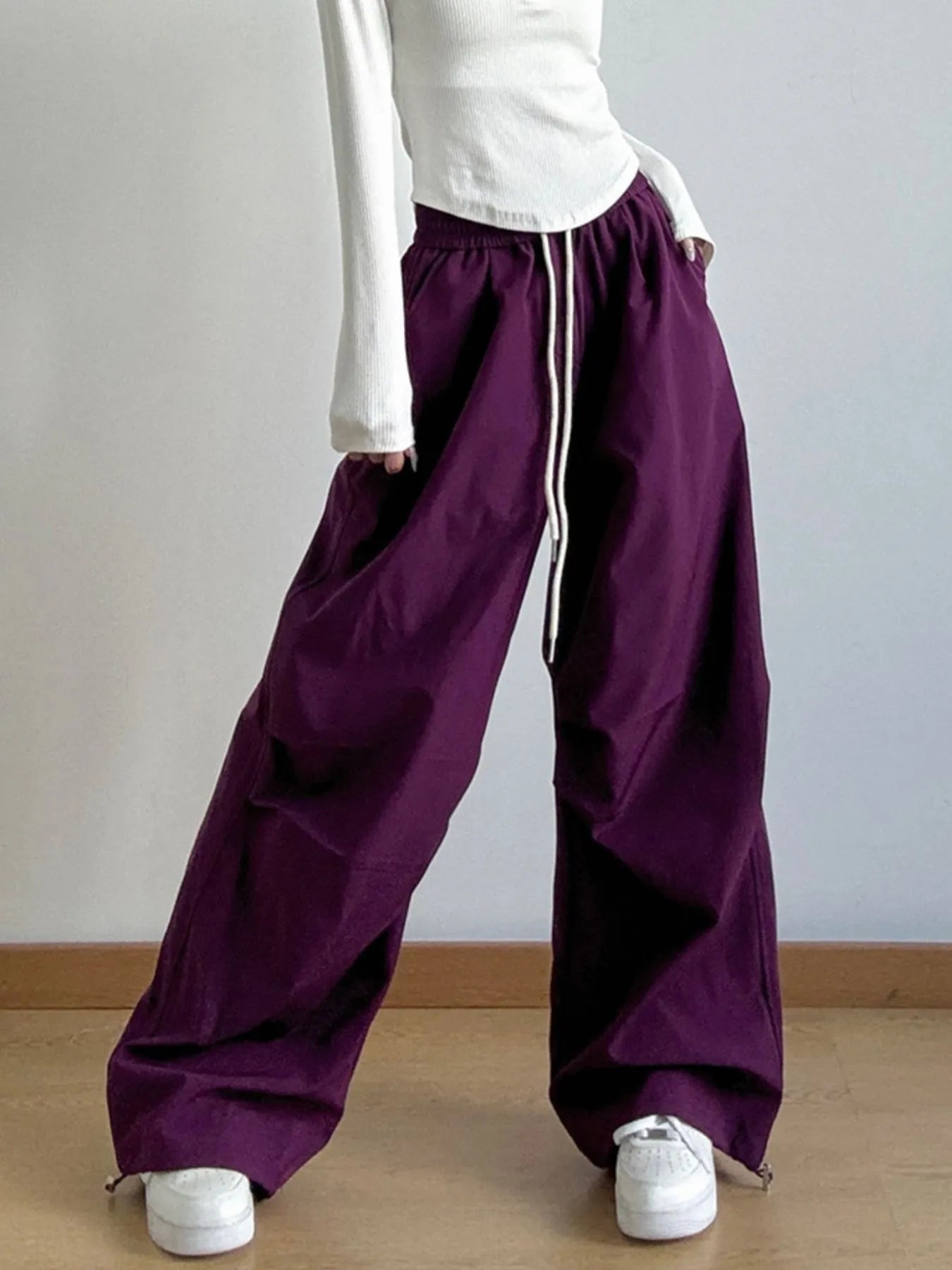 Oversized Wide Leg Drawstring Pants