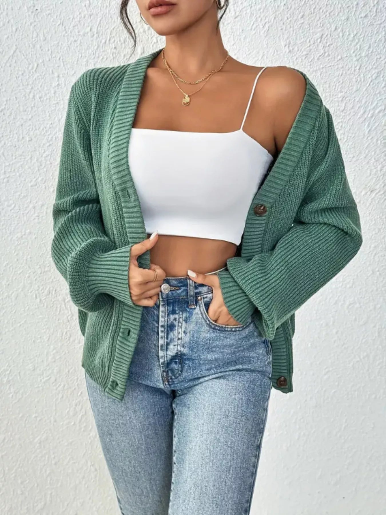 Chunky Knit Button-Down Cardigan