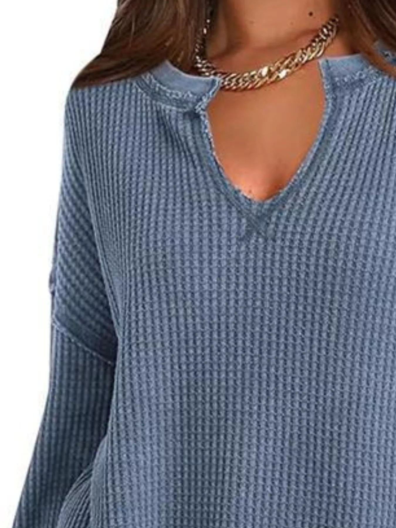 Waffle Knit Long Sleeve Sweatshirt