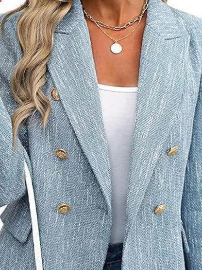Double-Breasted Lapel Collar Blazer