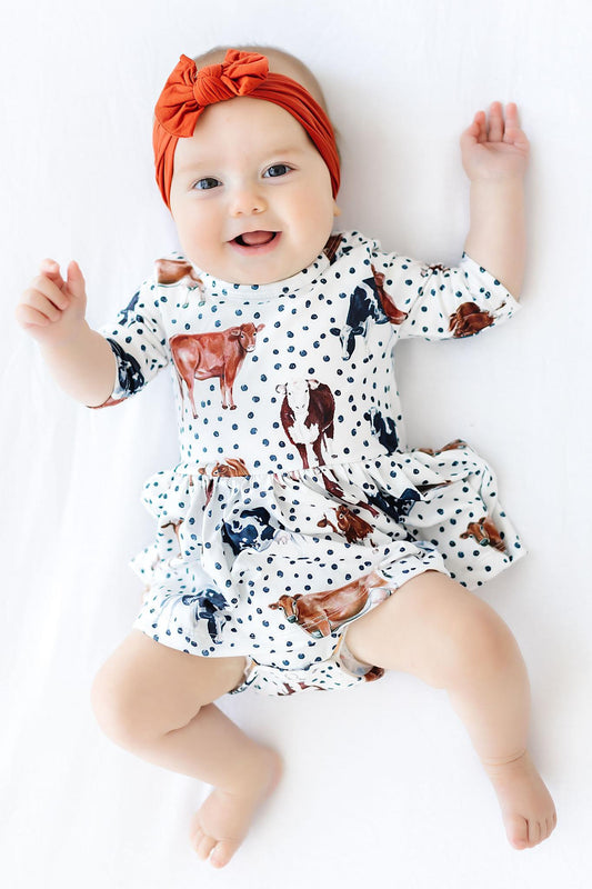 Moo Meadows 3/4 Sleeve Twirl Bodysuit