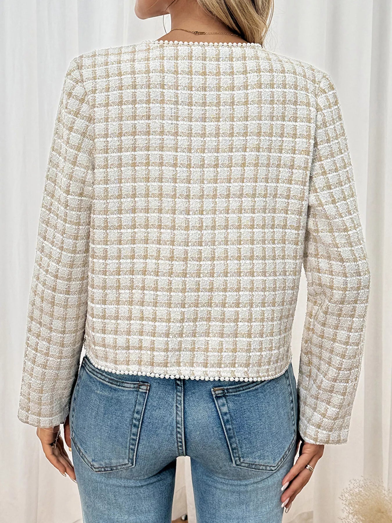 Plaid Button-Front Long Sleeve Outerwear