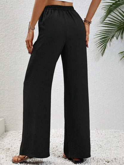 Casual Drawstring Wide Leg Pants