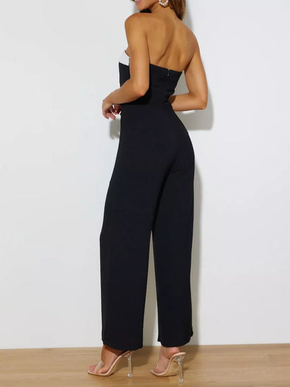 Contrast Tube Wide Leg Jumpsuit