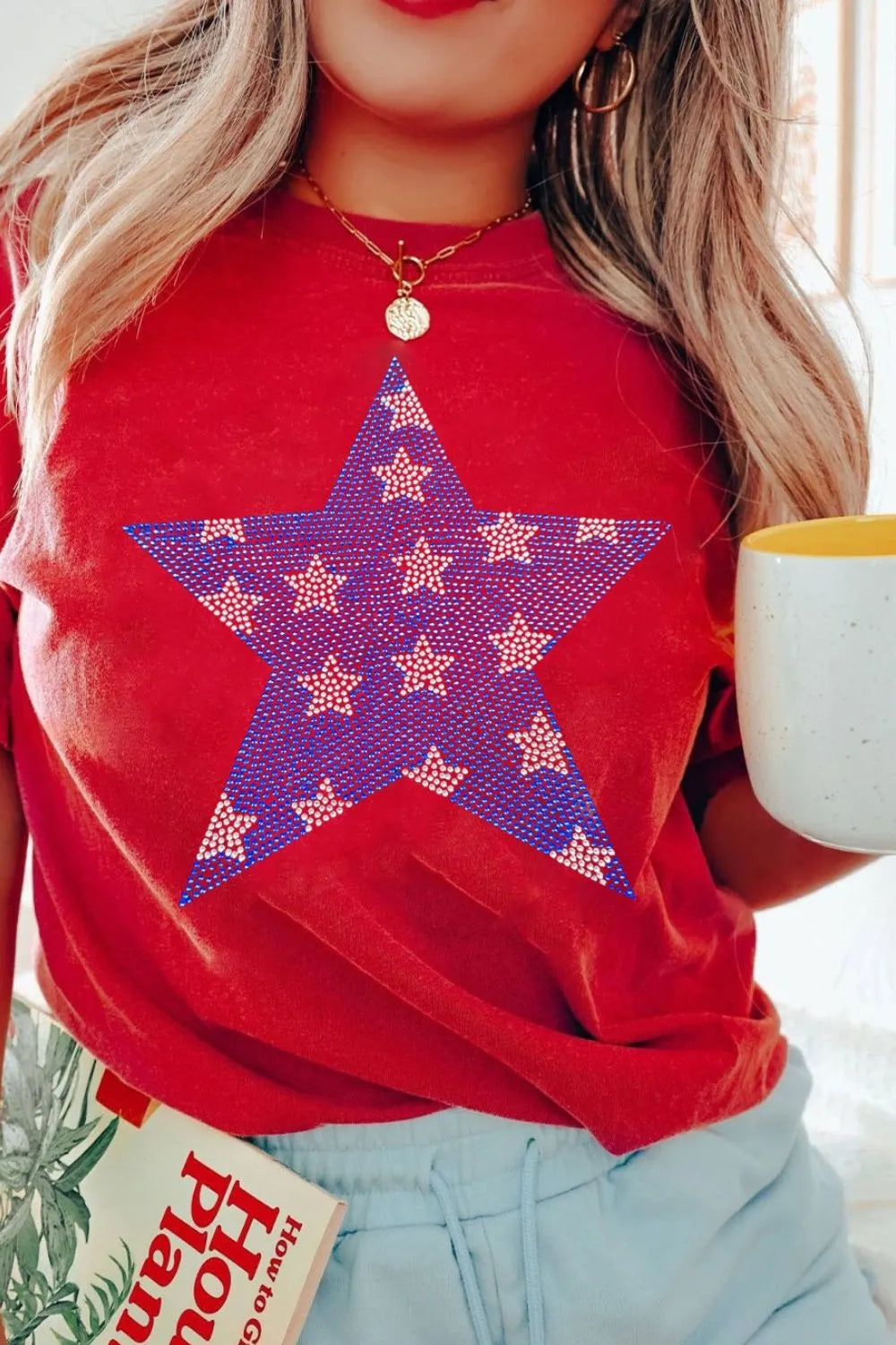 Patriotic Star Round Neck T-Shirt