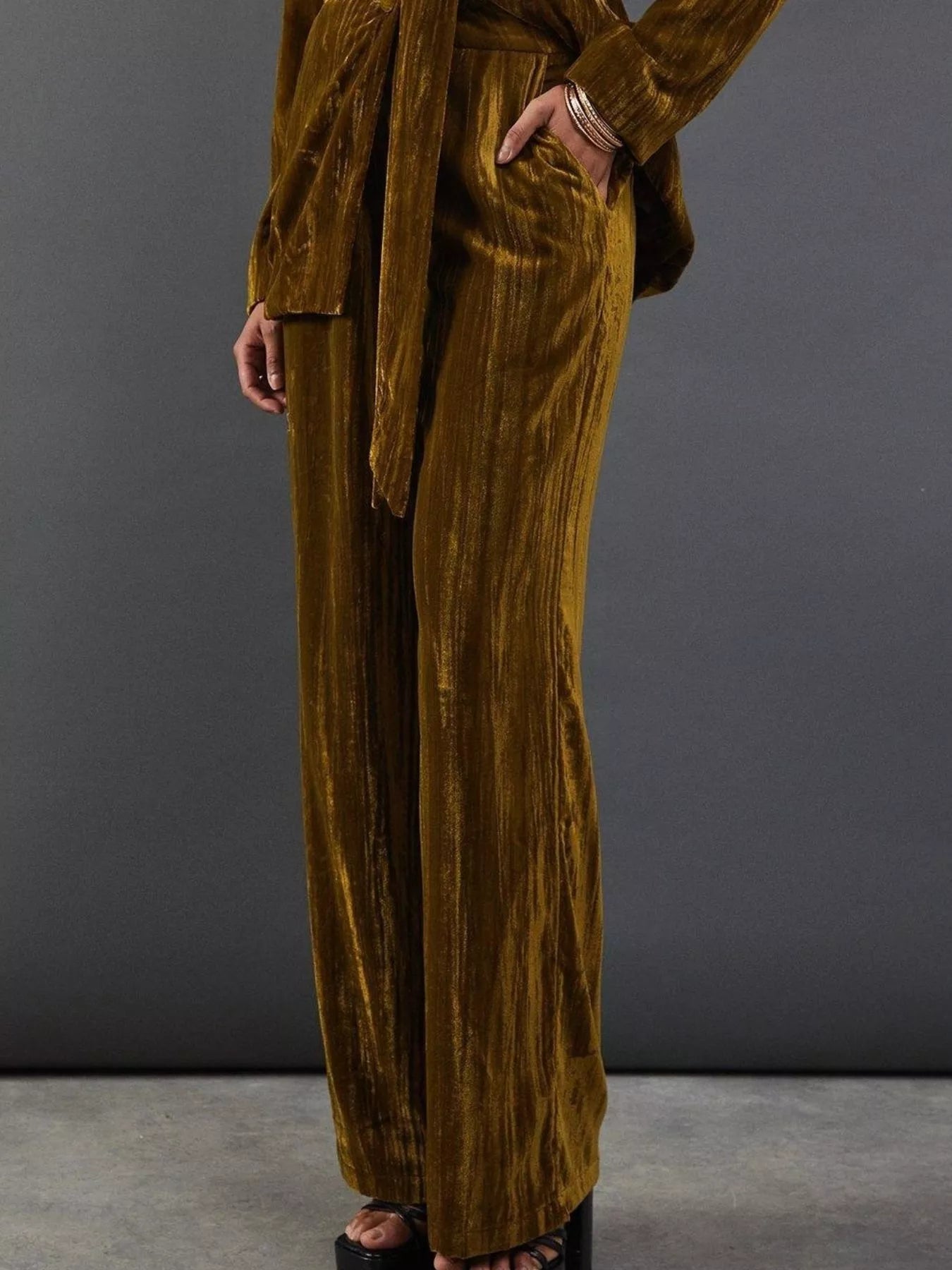 Velvet Lapel Collar Blazer & Pants Set