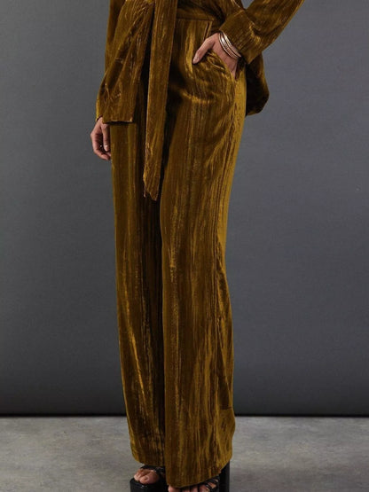 Velvet Lapel Collar Blazer & Pants Set