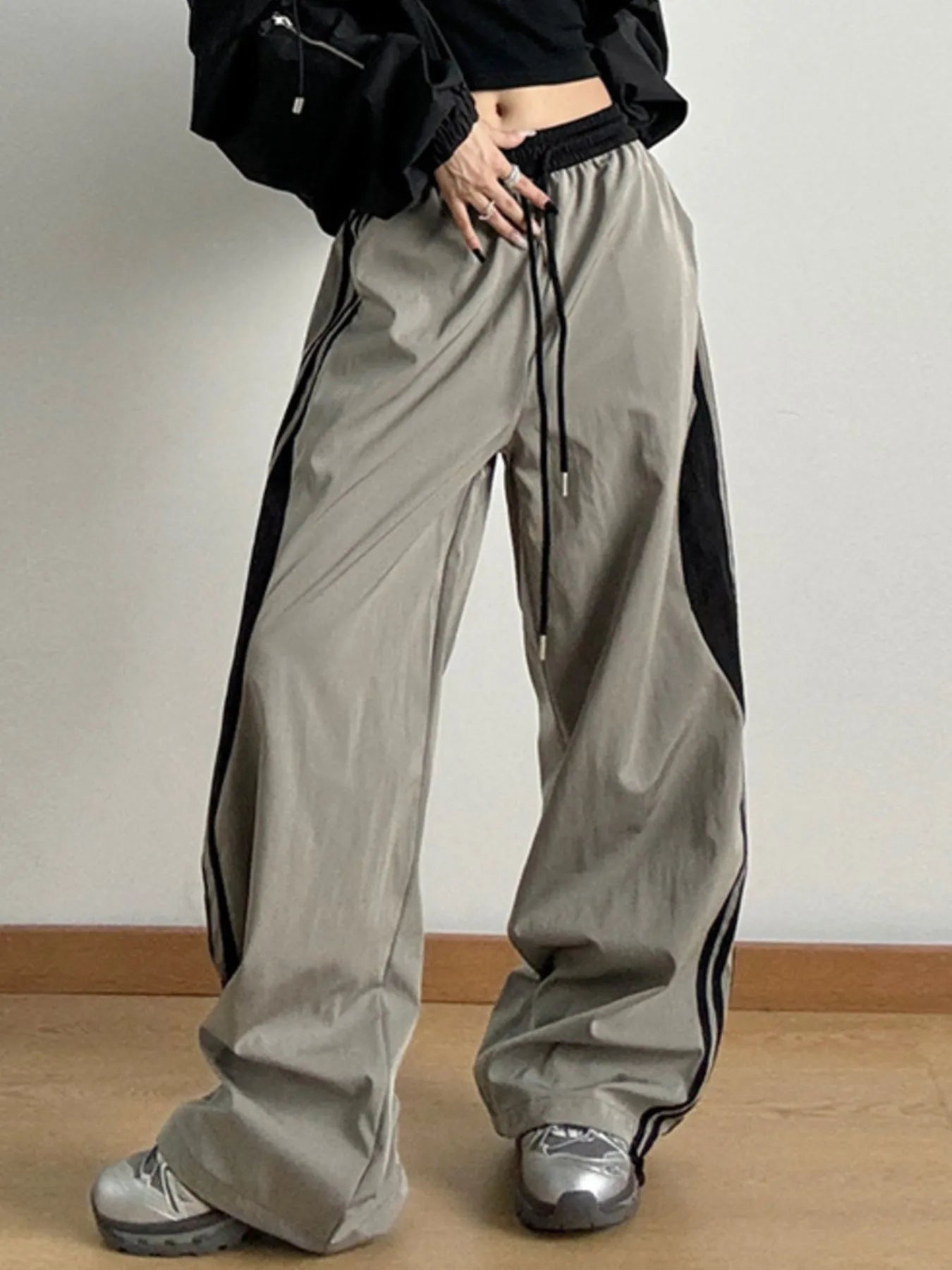 Striped Wide Leg Drawstring Pants