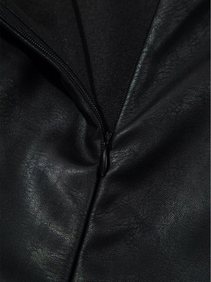 Vegan Leather Sleeveless Mini Dress