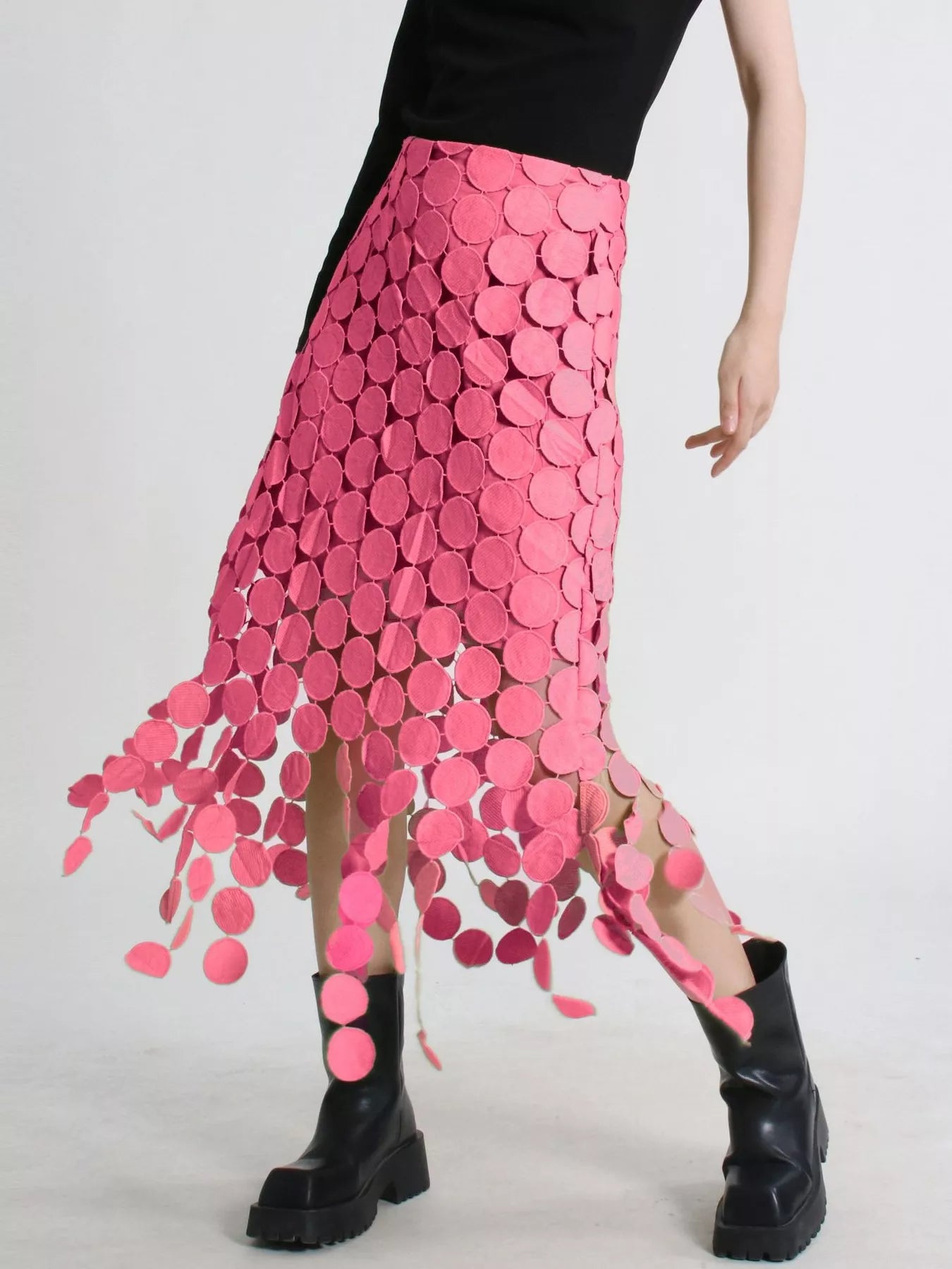 Fringe Midi Skirt Pink