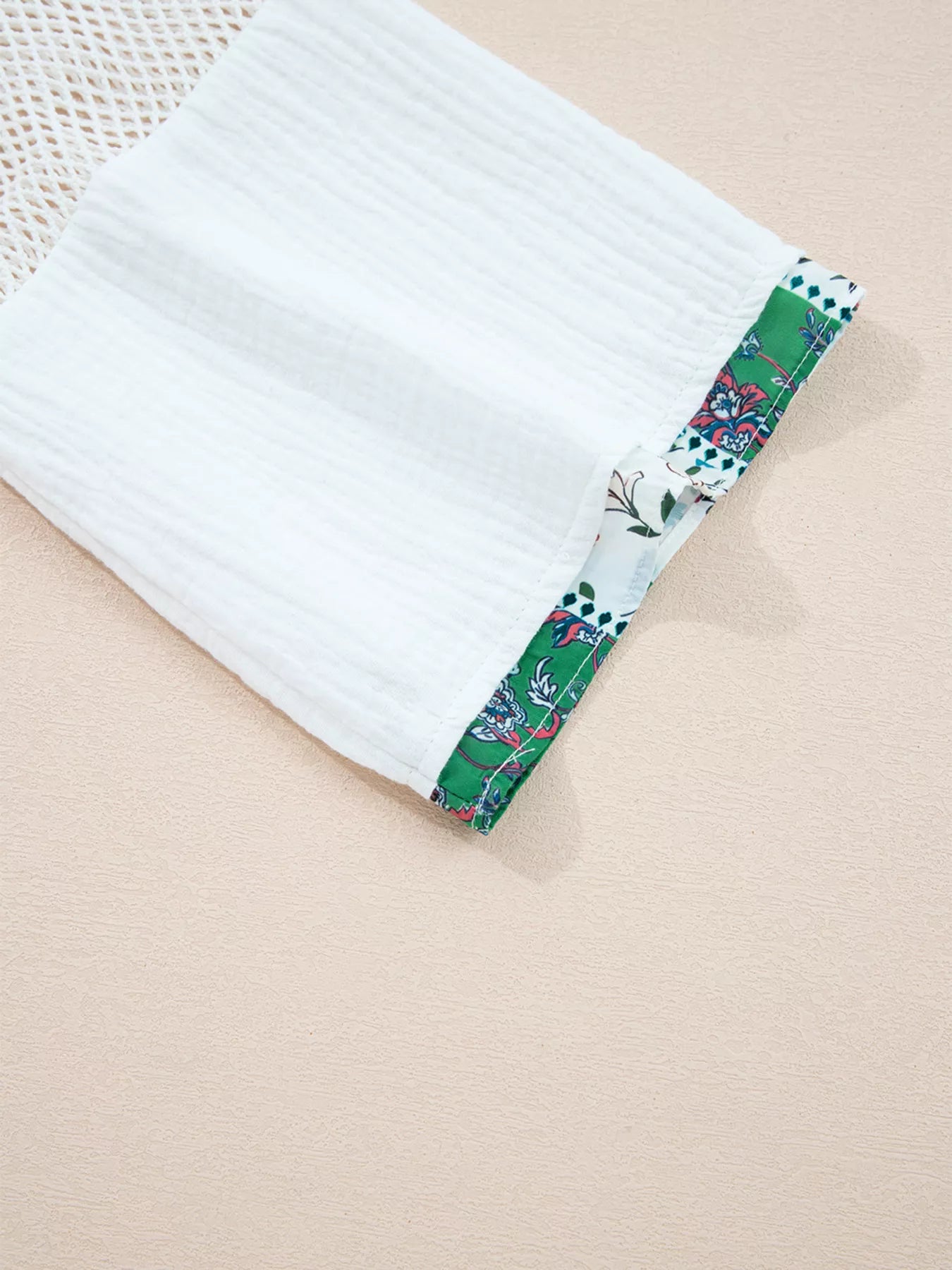 Mesh Patched Color Block Half Button Blouse