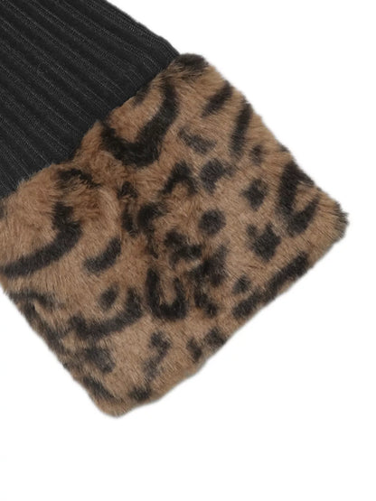 Leopard Cuff Johnny Collar Midi Dress