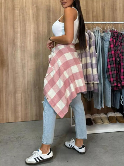 Plaid Button-Down Long Sleeve Shacket