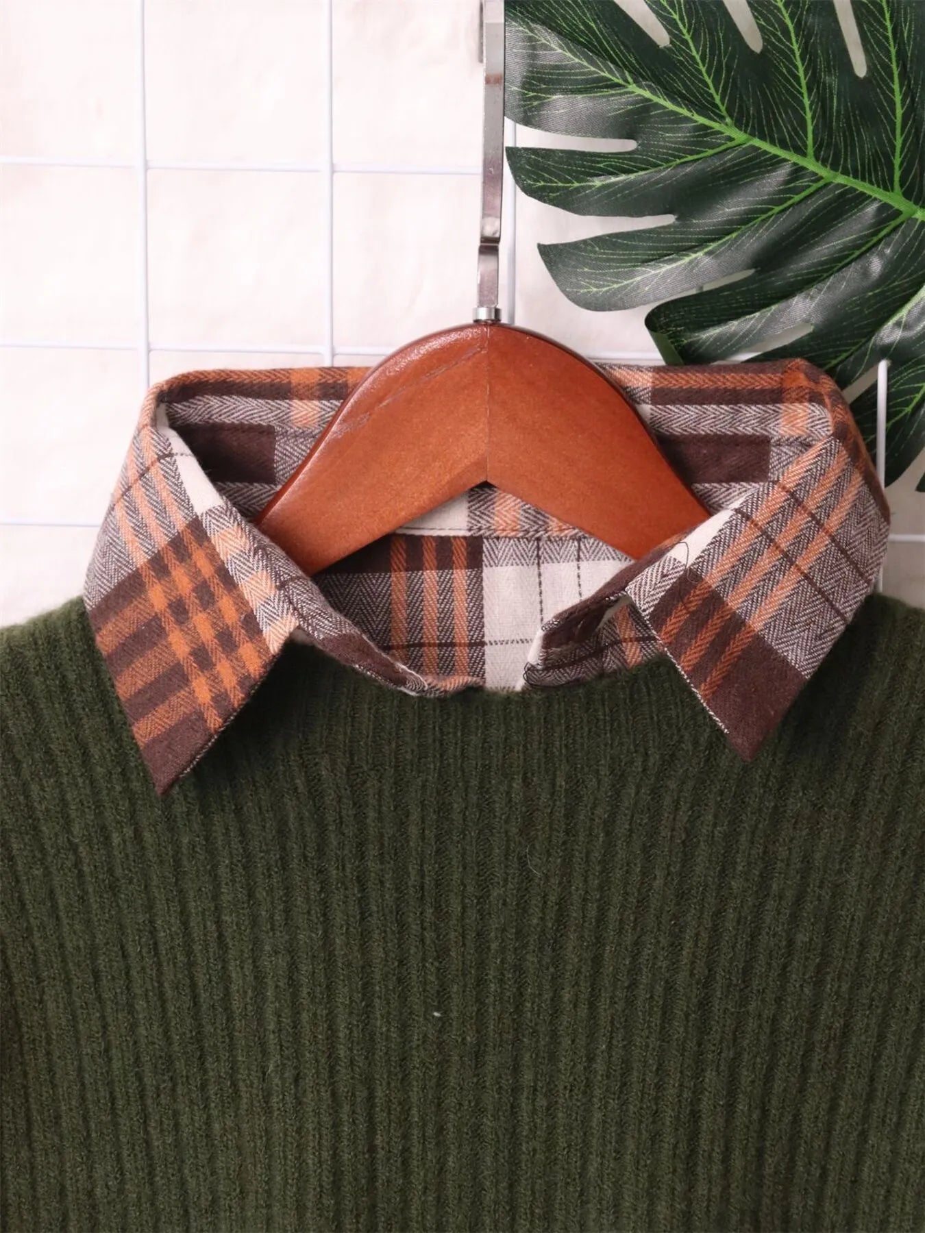 Plaid Long Sleeve Sweater Dress