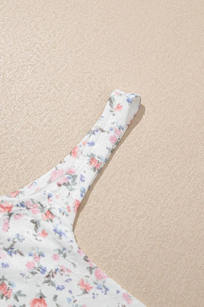 Floral Textured Square Neck Sleeveless Bodysuit