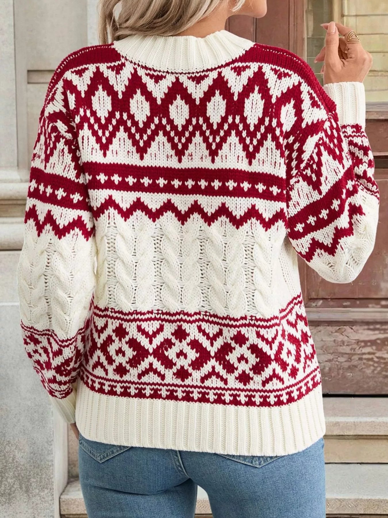 Christmas Cable Knit Long Sleeve Sweater