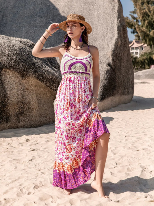 Printed Scoop Neck Cami Dress Heliotrope Purple