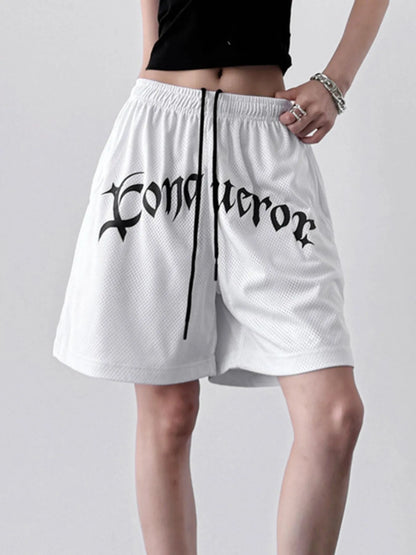 Drawstring Letter Shorts
