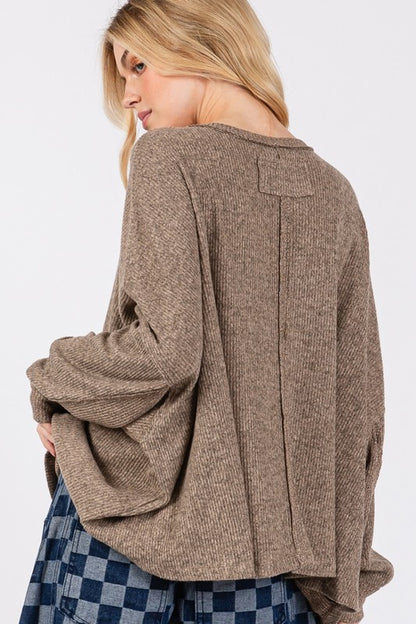 Back To School Sweater - SAGE + FIG Round Neck Batwing Sleeve Oversize Top