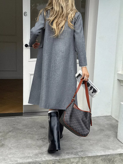 Double-Breasted Wool Blend Overcoat