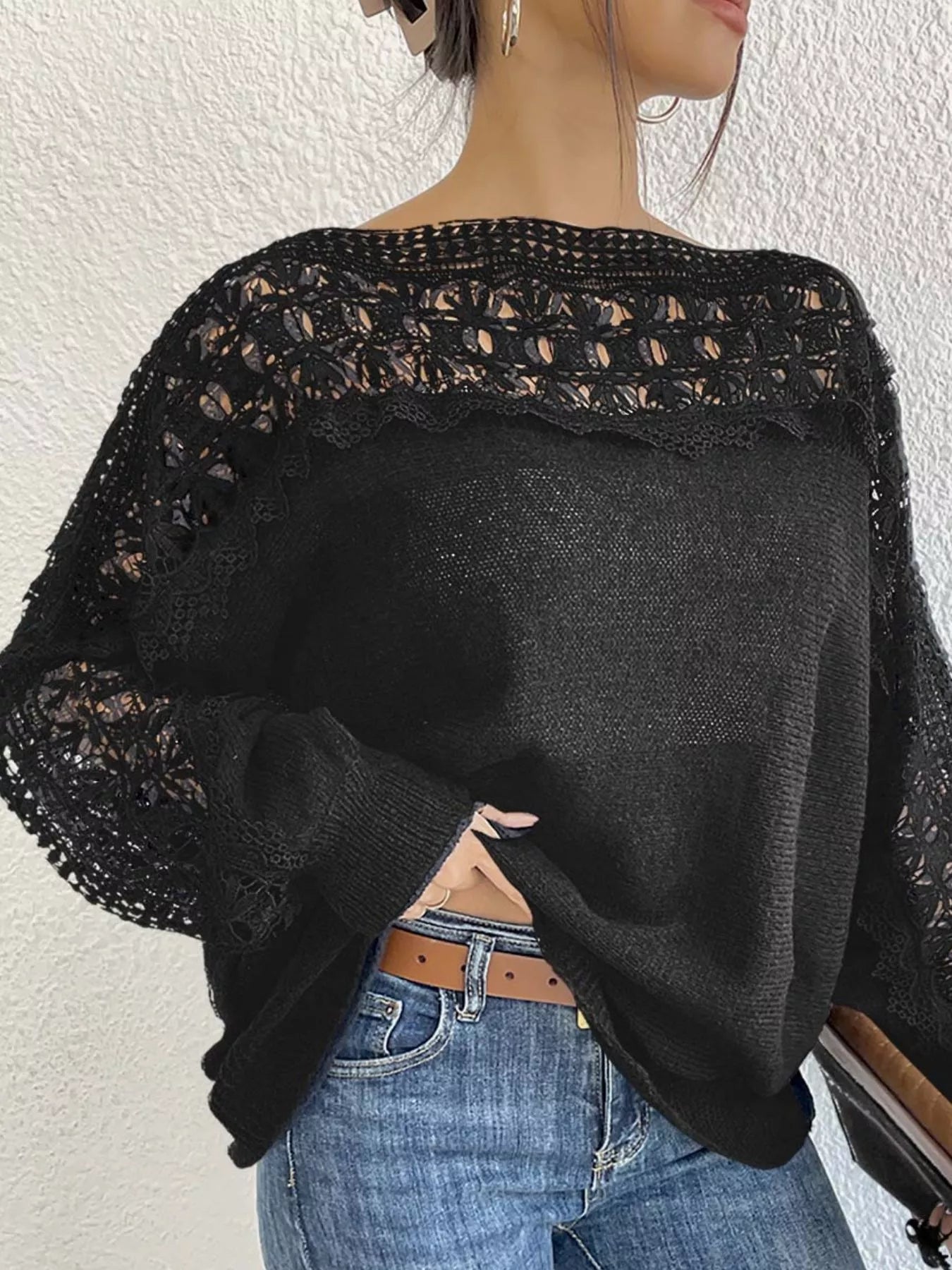 Openwork Long Sleeve Sweater