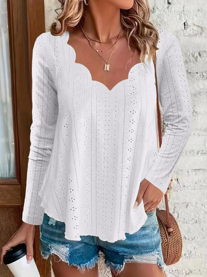 Eyelet Long Sleeve Blouse White
