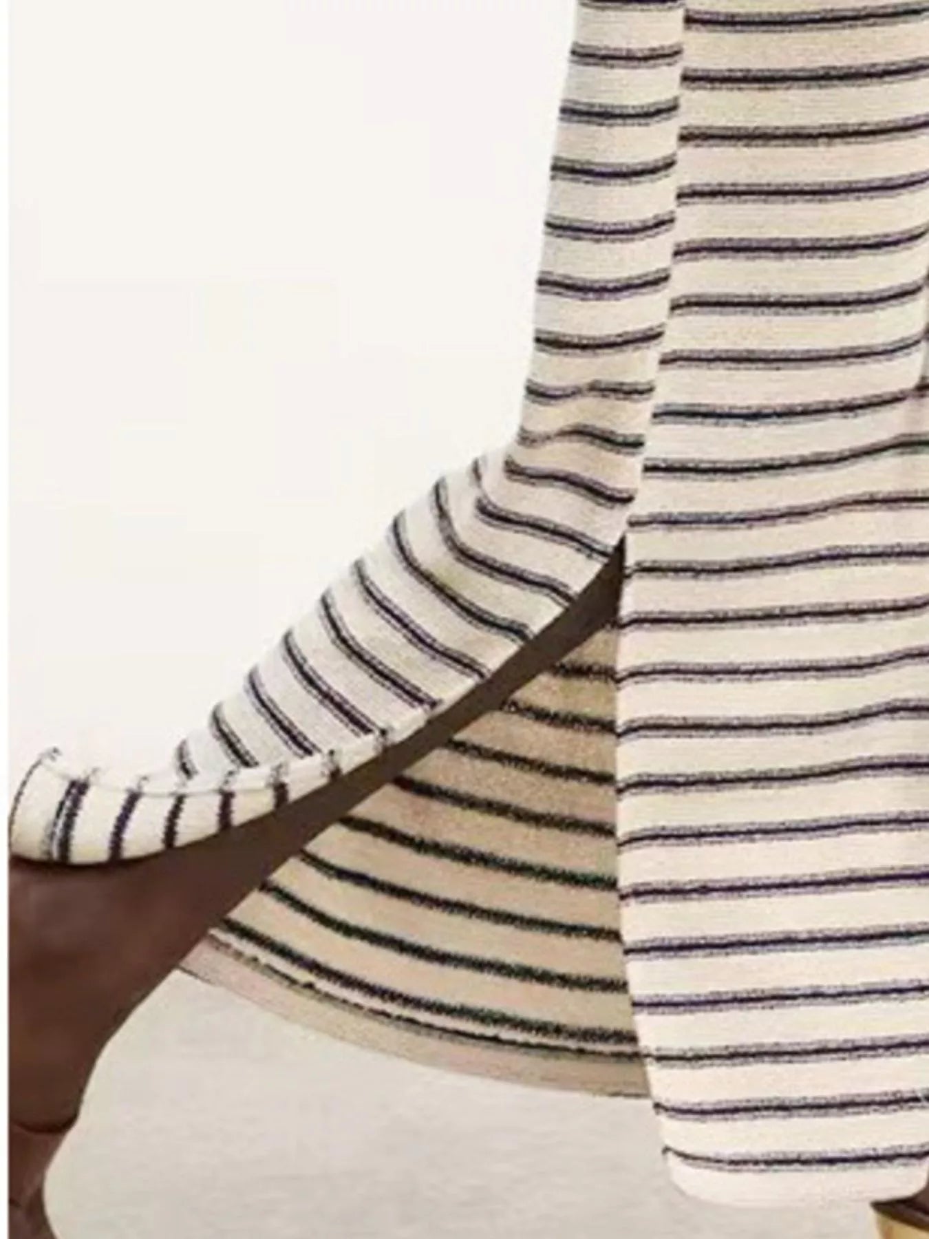 Striped Slit Short Sleeve Maxi Dress