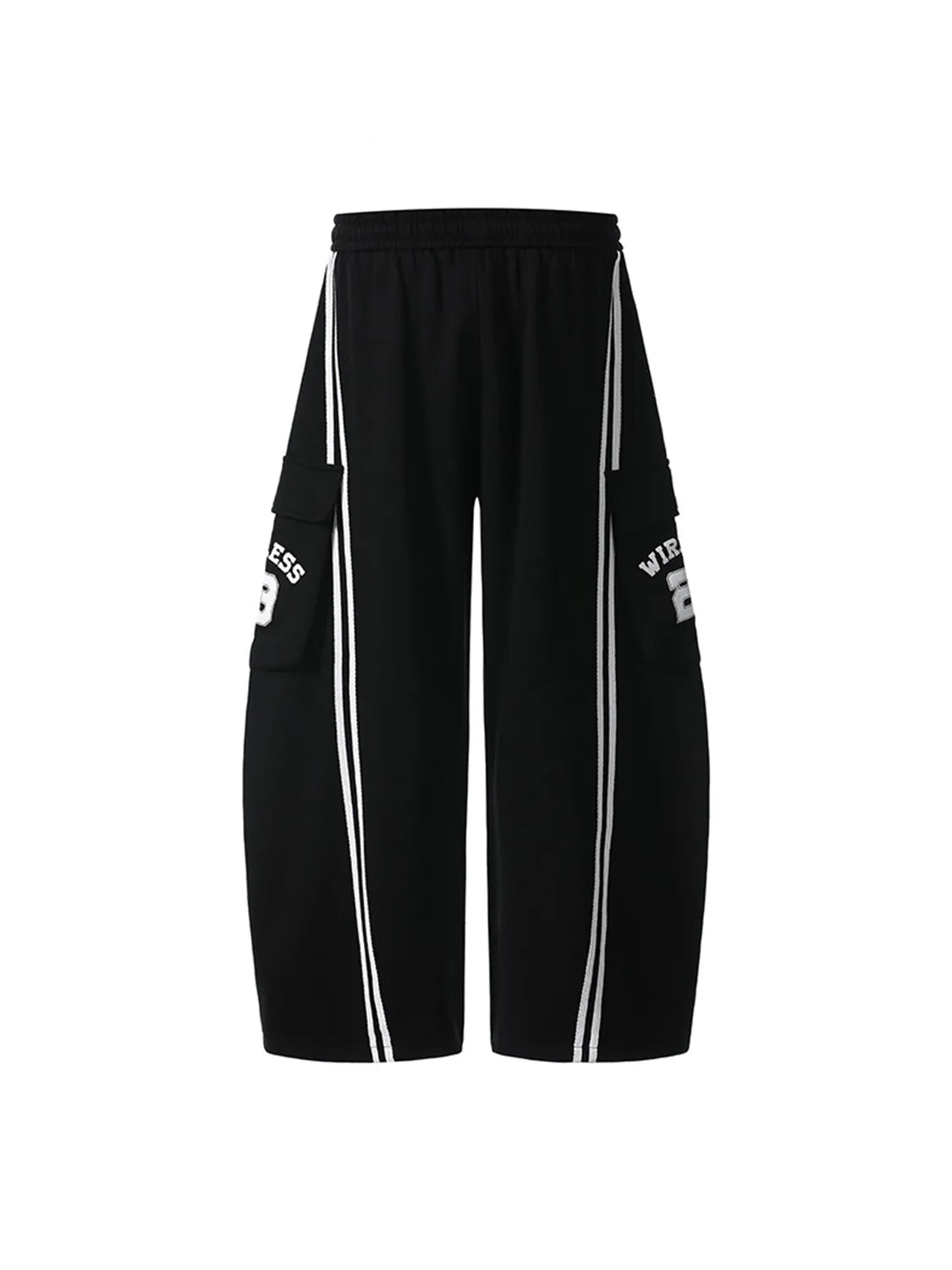 Drawstring Side Striped Wide Leg Pants