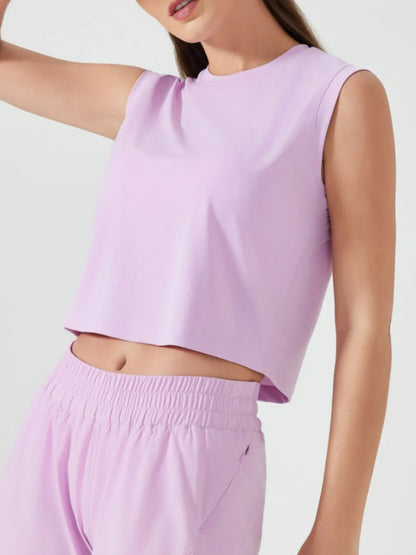 Millennia Round Neck Cropped Active Tank