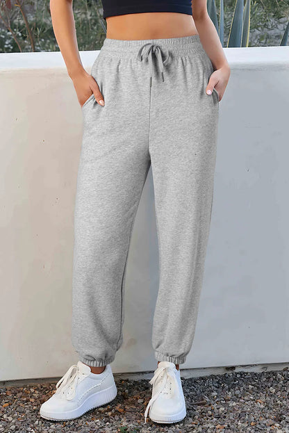 Drawstring Joggers with Pockets Gray